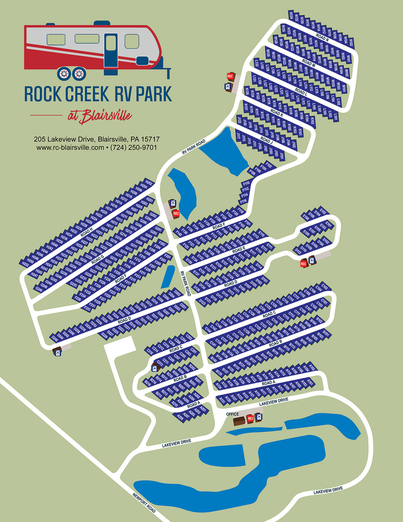 Rock Creek Center Township RV Park Site Map